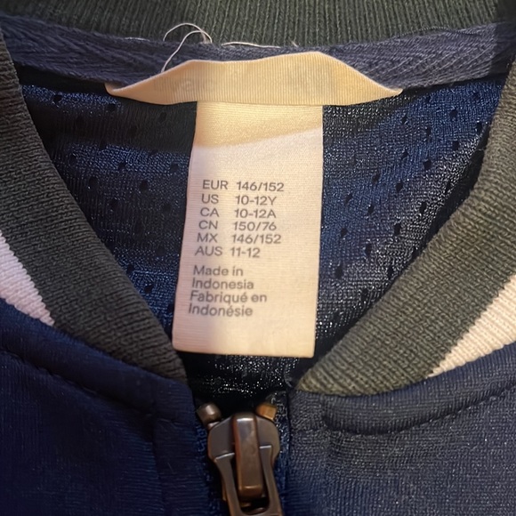 Basic H&M Varsity Style Dark Blue Zip Up Jacket 10-12 - Picture 3 of 4